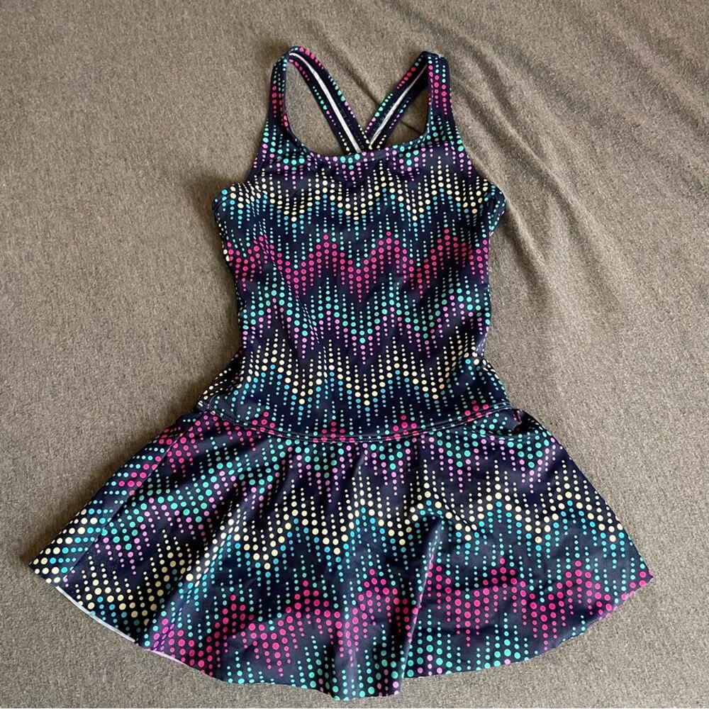 Lands End Kids One Piece Swimsuit Dress Girls 7 Slim
